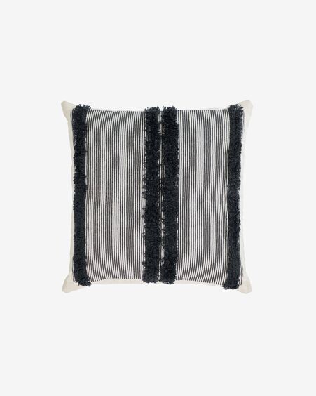 Funda cojín Margarte 100% algodón rayas blanco y negro 45 x 45 cm