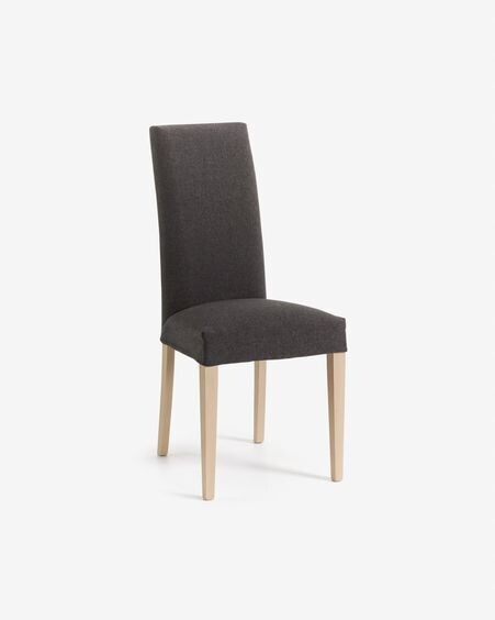 Silla Freda grafito y patas de madera maciza de haya acabado natural