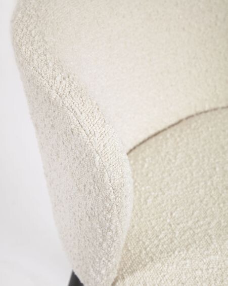 Taburete Ciselia de borreguito blanco y metal negro altura 75 cm