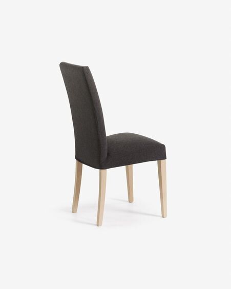 Silla Freda grafito y patas de madera maciza de haya acabado natural