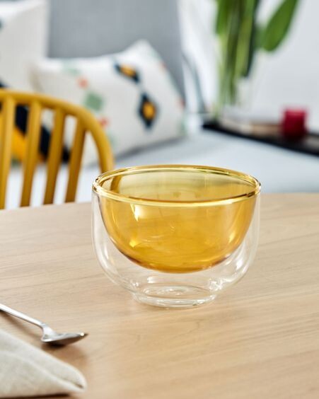 Bol Braulia de cristal amarillo y transparente