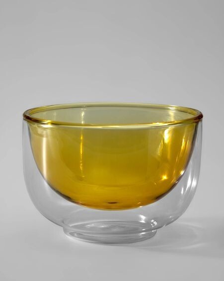 Bol Braulia de cristal amarillo y transparente