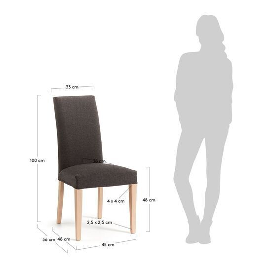 Silla Freda grafito y patas de madera maciza de haya acabado natural