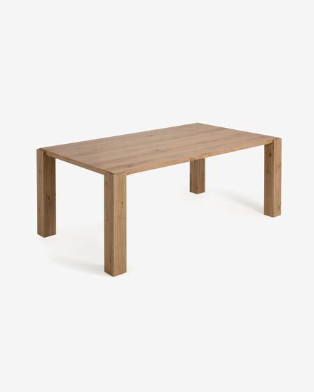 Mesa Deyanira de chapa de roble y patas de madera maciza de roble 200 x 100 cm