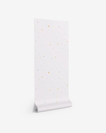 Papel pintado Miris con topos y triángulos turquesa y mostaza 10 x 0,53 m FSC MIX Credit