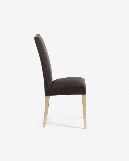 Silla Freda grafito y patas de madera maciza de haya acabado natural