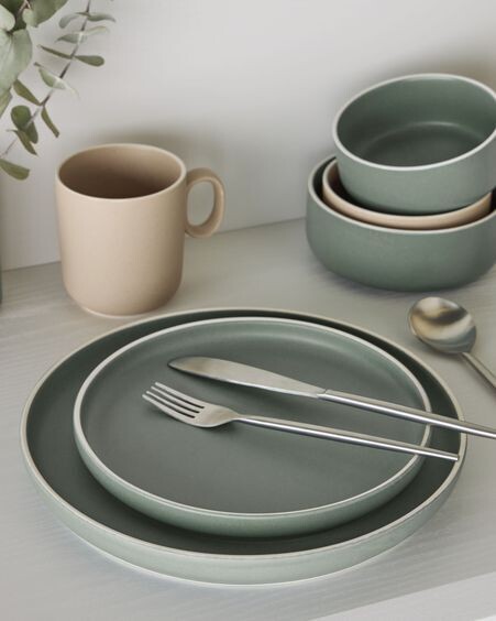 Plato de postre Shun de porcelana verde