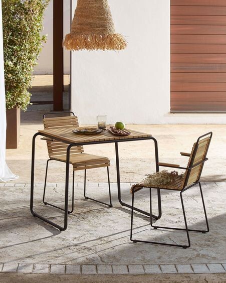 Silla Yukari de madera maciza de acacia y acero galvanizado FSC 100%
