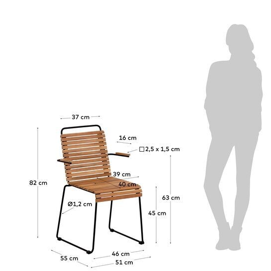 Silla Yukari de madera maciza de acacia y acero galvanizado FSC 100%