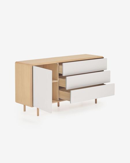 Aparador Anielle de madera maciza y chapa de fresno 150 x 78 cm