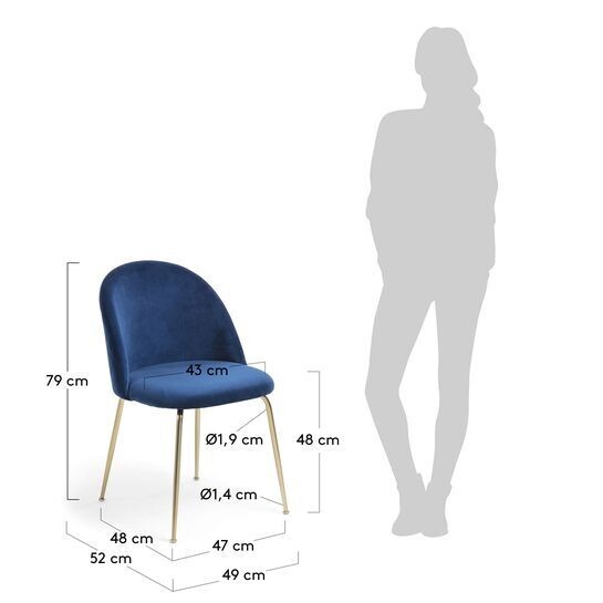 Silla Ivonne terciopelo azul