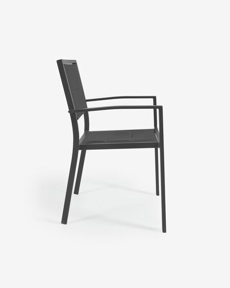 Silla de exterior Sirley de aluminio y textilene negro