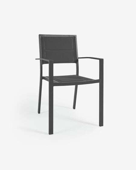 Silla de exterior Sirley de aluminio y textilene negro