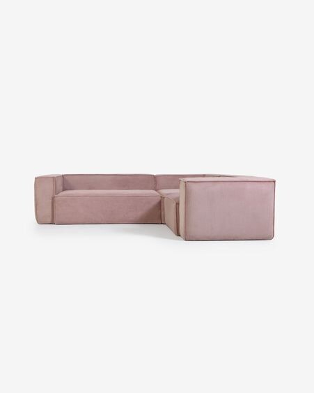 Sofá rinconero Blok 3 plazas pana gruesa rosa 290 x 230 cm