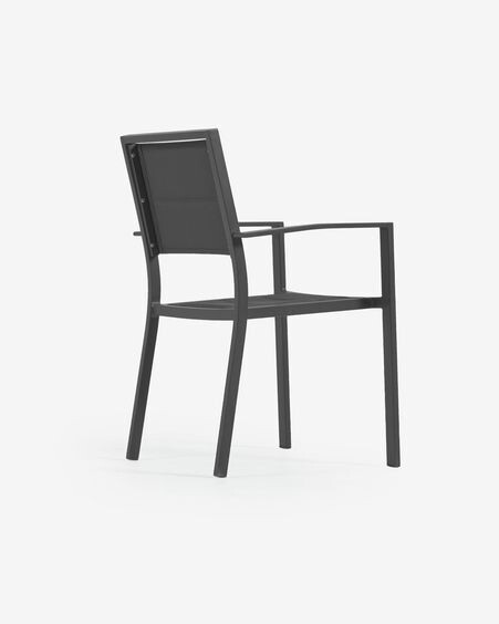 Silla de exterior Sirley de aluminio y textilene negro