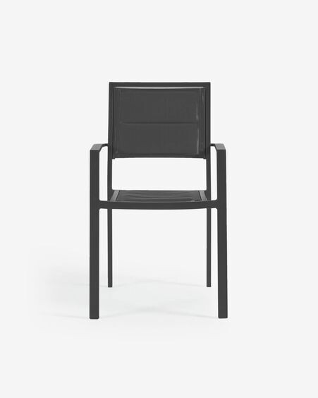 Silla de exterior Sirley de aluminio y textilene negro