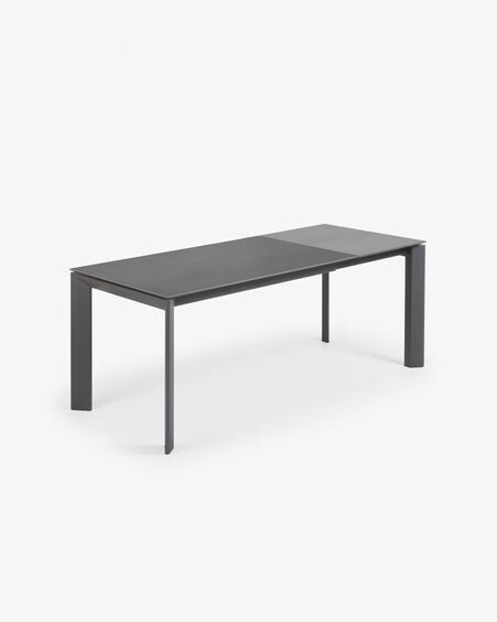 Mesa extensible Axis porcelánico acabado Vulcano Roca patas acero antracita 140 (200) cm