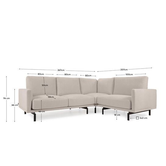 Sofá rinconero Galene 3 plazas beige 267 x 207 cm