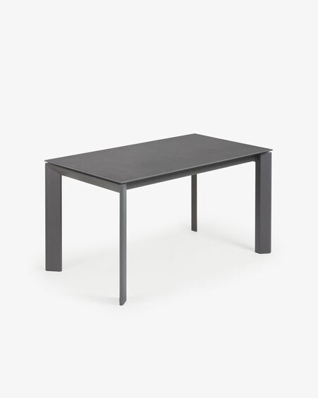 Mesa extensible Axis porcelánico acabado Vulcano Roca patas acero antracita 140 (200) cm
