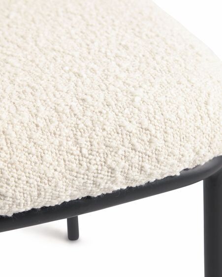 Silla Ciselia de borreguito blanco y metal negro