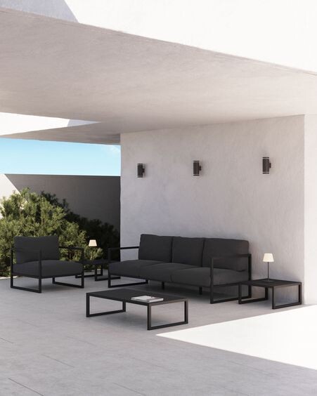 Mesa de centro 100% exterior Comova de aluminio negro 60 x 114 cm