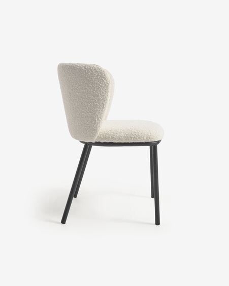 Silla Ciselia de borreguito blanco y metal negro