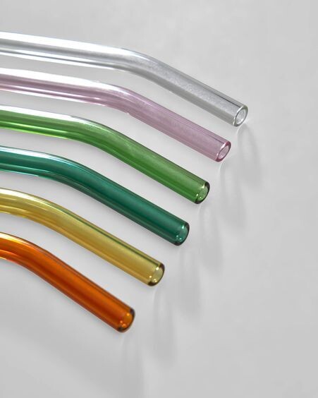 Set Gillia de 6 pajitas vidrio multicolor