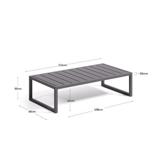 Mesa de centro 100% exterior Comova de aluminio negro 60 x 114 cm