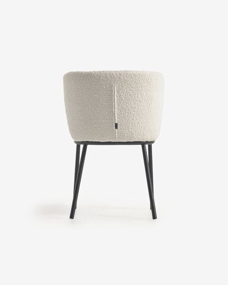 Silla Ciselia de borreguito blanco y metal negro