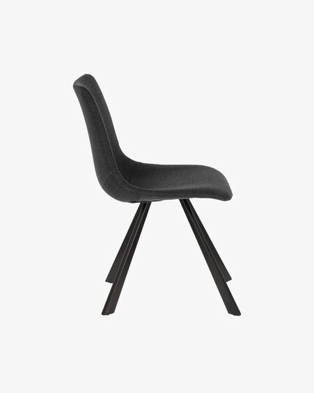 Silla Alve gris oscuro y patas de acero con acabado negro