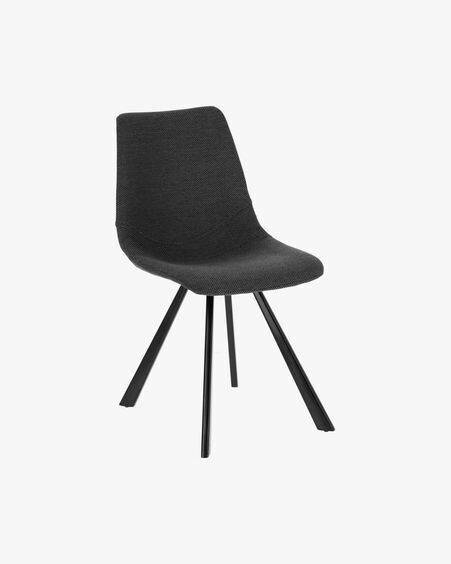Silla Alve gris oscuro y patas de acero con acabado negro