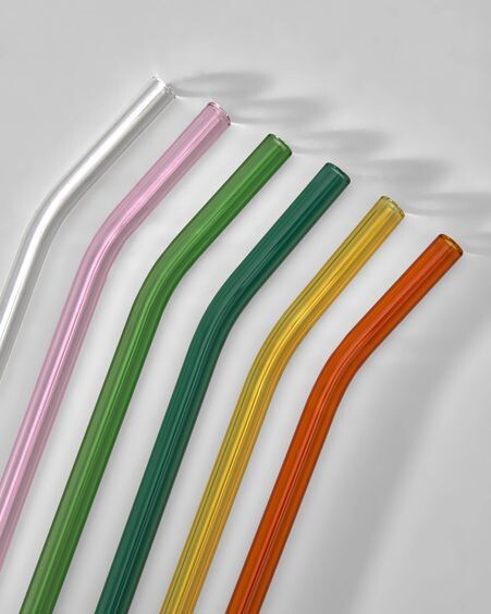 Set Gillia de 6 pajitas vidrio multicolor