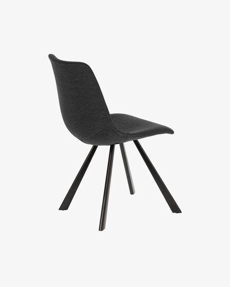 Silla Alve gris oscuro y patas de acero con acabado negro