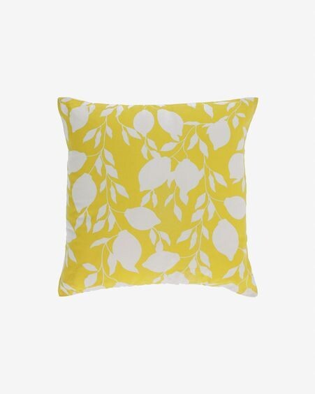 Funda cojín Etel 100% algodón limones blanco y amarillo 45 x 45 cm