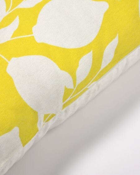 Funda cojín Etel 100% algodón limones blanco y amarillo 45 x 45 cm