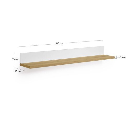Estante Abilen de chapa de roble y lacado blanco 80 x 15 cm FSC 100%