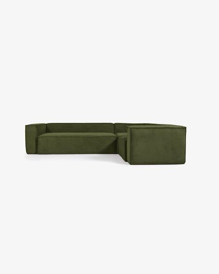 Sofá rinconero Blok 4 plazas pana gruesa verde 320 x 230 cm
