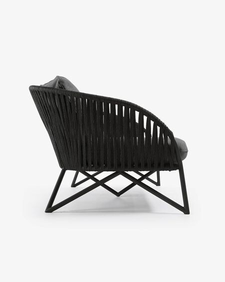 Sofá Branzie 3 plazas de cuerda negro 180 cm