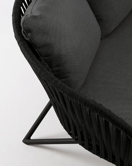 Sofá Branzie 3 plazas de cuerda negro 180 cm