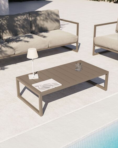 Mesa de centro 100% exterior Comova de aluminio verde 60 x 114 cm