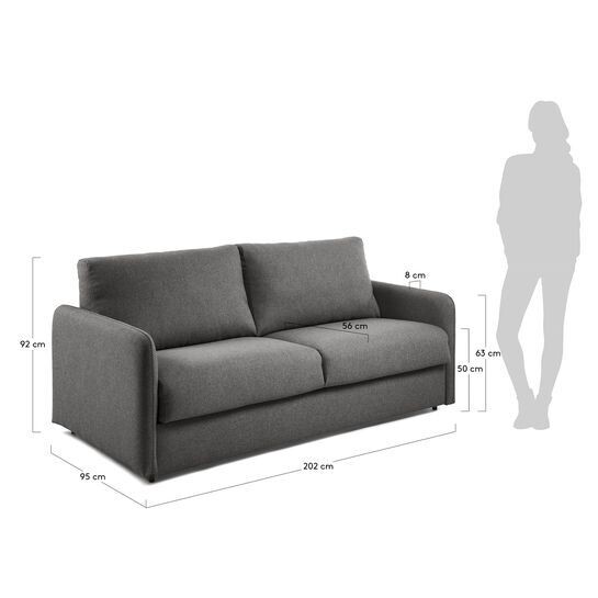 Sofá cama Kymoon 2 plazas poliuretano chrono grafito 160 cm