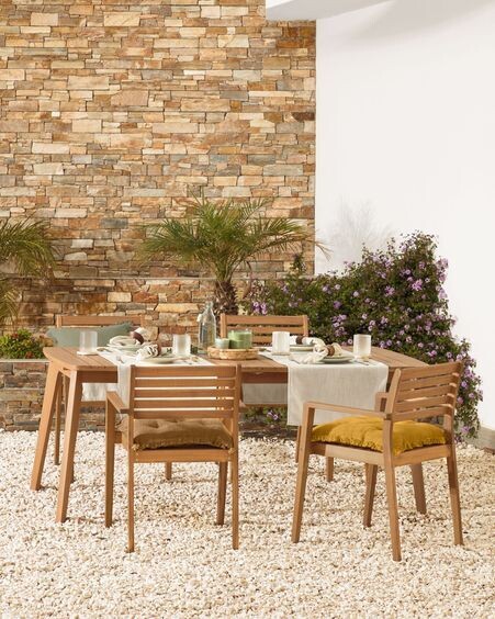 Mesa extensible de exterior Hanzel madera maciza eucalipto 183 (240) x 100 cm FSC 100%