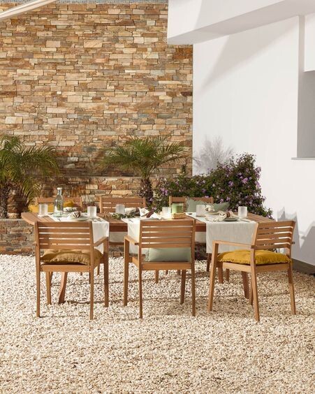 Mesa extensible de exterior Hanzel madera maciza eucalipto 183 (240) x 100 cm FSC 100%