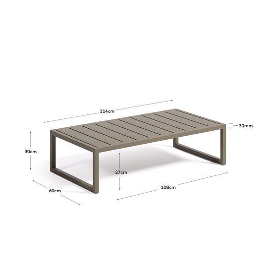 Mesa de centro 100% exterior Comova de aluminio verde 60 x 114 cm