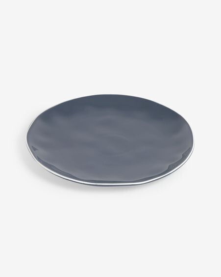 Plato plano Pontis de porcelana azul