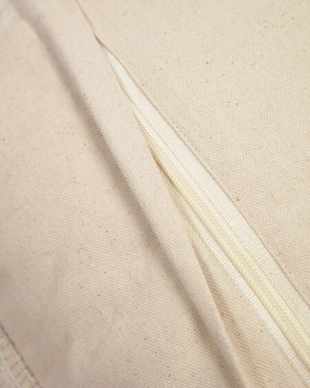 Funda de cojín Deva de lino natural y borde con rayas beige 45 x 45 cm