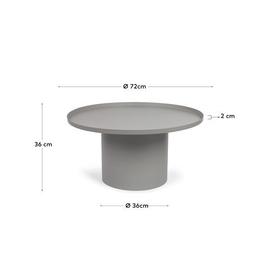 Mesa auxiliar redonda Fleksa de metal gris Ø 72 cm