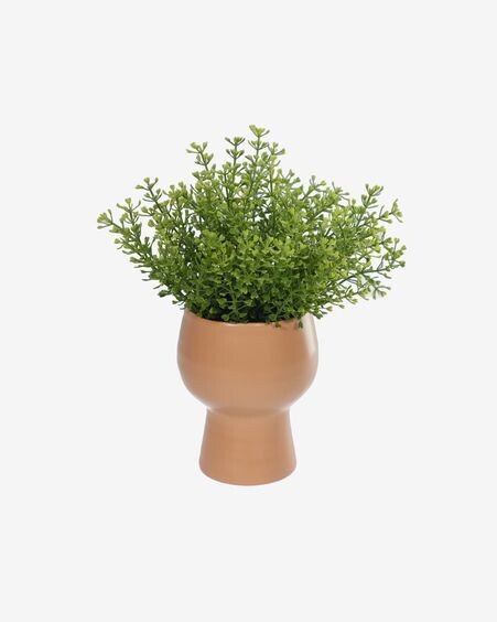 Planta artificial Myriophyllum con maceta de cerámica rosa 21,6 cm