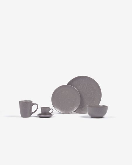 Taza de café con plato Aratani de cerámica gris oscuro