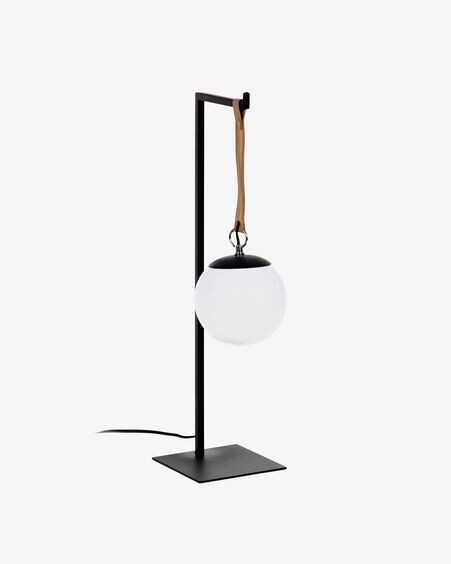 Lámpara de mesa Monteiro de acero y piel